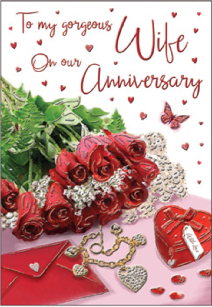 This richly styled anniversary card image presents a romantic tableau where a bouquet of classic red roses takes proud centre stage, as though waiting to be handed over outside a favourite South Woodford café. Each bloom is fully open and luxuriously full, petals arranged in tight, intricate whorls that suggest both beauty and time, like years of shared memories along George Lane and nearby residential streets. The roses are wrapped and cradled by lush green foliage, deepening their ruby tones and adding that garden-fresh look you'd expect from an experienced florist in the area. Around this floral heart of the scene, small treasures are thoughtfully placed: a shining jewellery set, a vivid red box hinting at a surprise gift, and an elegant envelope that seems to hide a tender, handwritten anniversary message. Delicate lace-like textures and tiny heart motifs weave through the composition, catching the light with understated sparkle. The surface beneath has a soft sheen, reflecting hints of gold, velvet, and silk, creating a tactile sense of luxury that remains warm rather than distant. The ambient light is gentle and flattering, wrapping everything in a cosy glow that could belong to a candlelit room near the quiet avenues off Hermon Hill. Every element - from the curve of the petals to the glint of the jewellery - suggests devotion, appreciation, and the comfort of long-term love. This scene captures the feeling of an anniversary thoughtfully celebrated in South Woodford, where small details speak volumes about how much a partner is cherished.