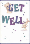 Bright and playful, this get well card brings a delightful spark to South Woodford's spirit. Two irresistible characters-a velvety-eared puppy and a fuzzy teddy bear-leap from the page, each lovingly holding the bold, colourful letters that spell 'Get Well'. The rich indigo and teal of the text stand out confidently against a creamy white background, setting off a flurry of twinkling stars in soft blue and violet tones. The illustrated fur is rendered with such realism that you can almost imagine the comforting touch of a new plush toy or the soothing presence of a thoughtfully arranged bouquet delivered to a home on the High Road. The entire composition radiates optimism and gentle encouragement, with each detail carefully orchestrated to bring real emotional salve. In the hands of a South Woodford florist, this card makes an ideal companion to a fresh bouquet, together lifting the hearts of those on the mend and sharing the warmth and optimism at the heart of our local community.